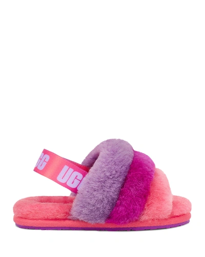 Shop Ugg Girl's Fluff Yeah Multicolored Shearling Slides, Baby/toddlers In Purple