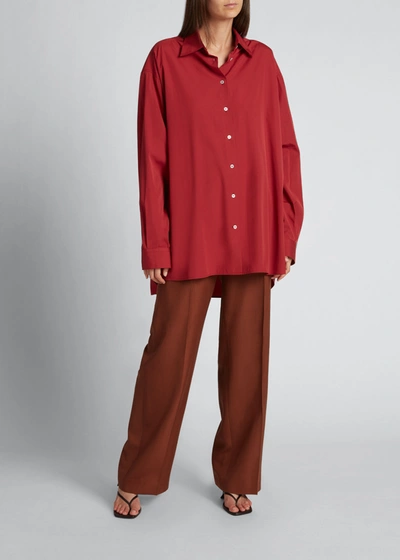 Shop The Row Luka Oversized Button-down Shirt In Burnt Henna