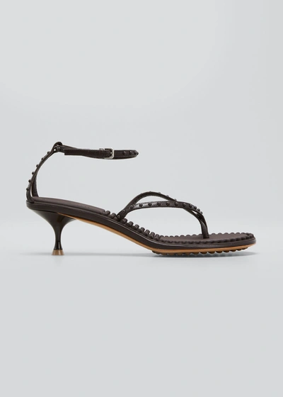 Shop Bottega Veneta Dot 55mm Leather Bubble Crisscross Sandals In 2113-fondant