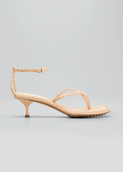 Shop Bottega Veneta Dot 55mm Leather Bubble Crisscross Sandals In 7618-macaroon