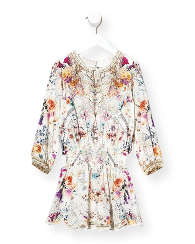 Shop Camilla Girl's Floral-print Smocked Self-tie Dress In Sew In Love