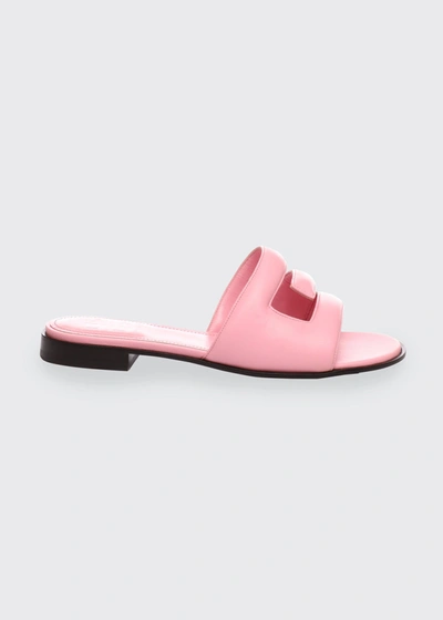 Shop Givenchy G Leather Flat Slide Sandals In Baby Pink
