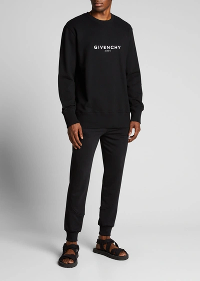 Shop Givenchy Men's Classic Logo Crewneck Sweatshirt In Black