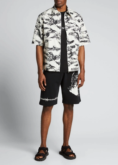 Shop Givenchy Men's Graphic Sweat Shorts In Black
