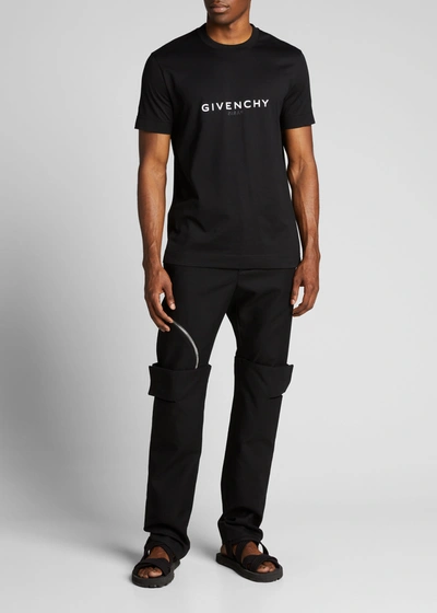 Givenchy Cotton Reverse Slim Fit T-shirt With Signature Print In Black