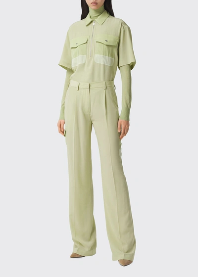 Shop Burberry Ilona Relaxed Bowling Shirt In Mist Green