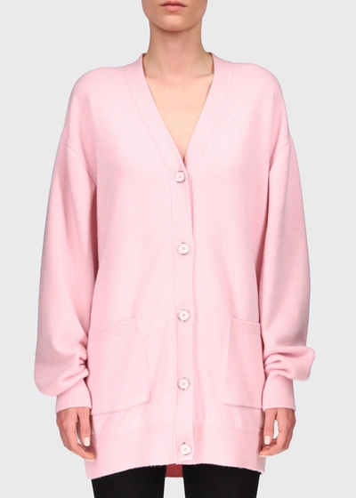 Shop Givenchy Embellished-logo Oversized Cardigan In Light Pink