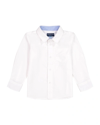 Shop Andy & Evan Boy's Cotton Button-down Shirt In Natural