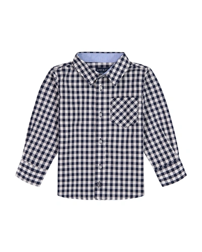 Shop Andy & Evan Boy's Cotton Button-down Shirt In Navy