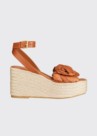 Shop Valentino Atelier 03 Rose Edition Wedge Espadrilles In Brown