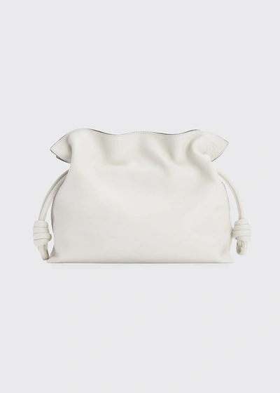 Shop Loewe Flamenco Clutch Bag In Napa Leather With Blind Embossed Anagram In Soft White