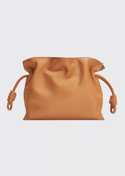Shop Loewe Flamenco Clutch Bag In Napa Leather With Blind Embossed Anagram In Warm Desert