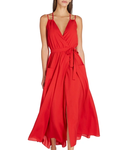 Shop Valimare Amelia Maxi Wrap Dress In Red