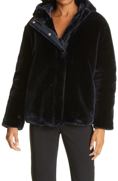 Shop Samsã¸e Samsã¸e Sams?e And Sams?e Hooded Fleece Jacket In Midnight Navy