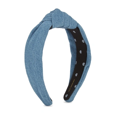 Shop Lele Sadoughi Blue Knotted Denim Headband