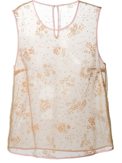 Mary Katrantzou Sheer Glitter Tank Top In Sand