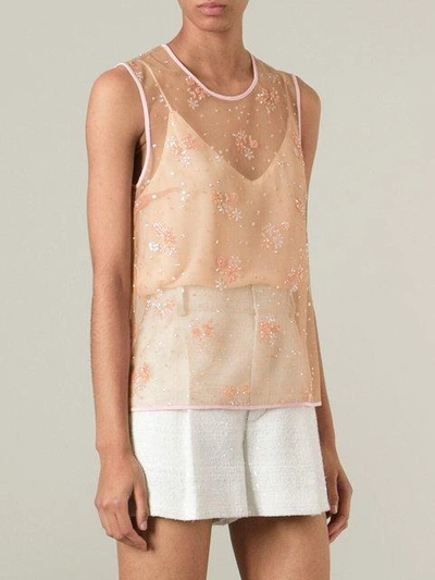 Shop Mary Katrantzou Sheer Glitter Tank Top