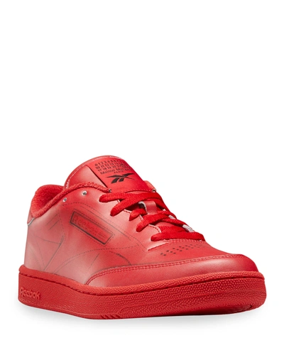 Shop Maison Margiela Men's X Reebok Club C Trompe L'oeil Sneakers In Red
