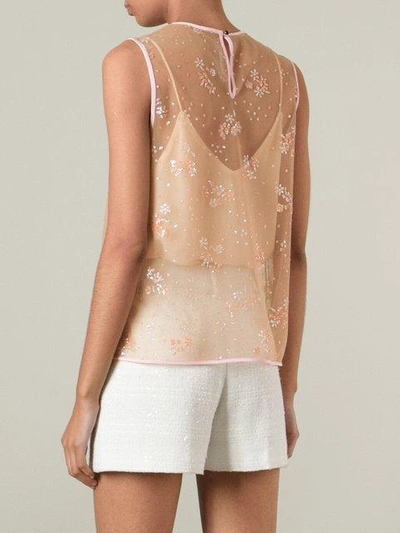 Shop Mary Katrantzou Sheer Glitter Tank Top