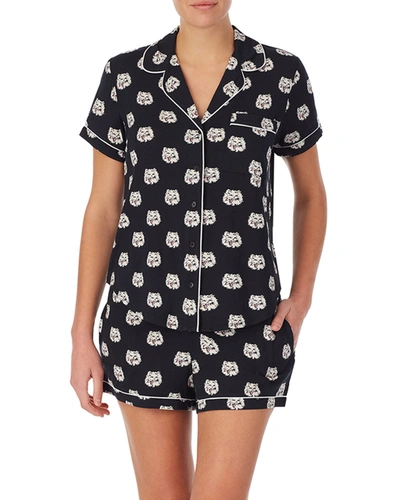Shop Kate Spade Short Novelty Pajama Set In Cat Dot