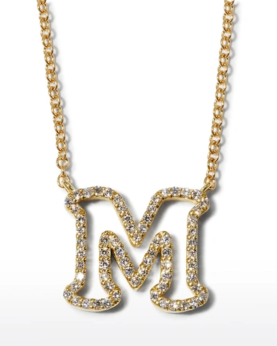 Shop Albert Malky 18k Yellow Gold Diamond Initial "m" Necklace