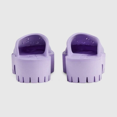 Gucci Platform Perforated G Sandal in Purple