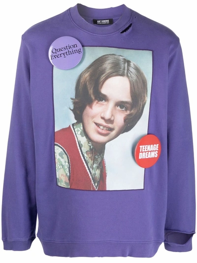 Shop Raf Simons Teenage Dreams Graphic-print Sweatshirt In 紫色