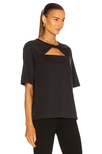 Shop Ganni Basic Cotton Jersey Top In Phantom