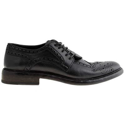 Shop Burberry Mens Rayford Black Pebbled Leather Oxfords Shoes