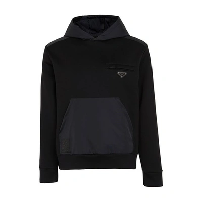 Prada Men s Logo Technical Pullover Hoodie In Nero nero ModeSens