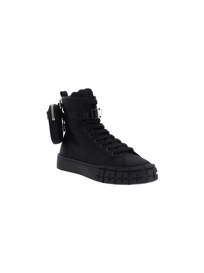 Shop Prada Women's Black Polyamide Hi Top Sneakers