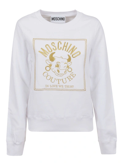 Shop Moschino Women's White Cotton Sweatshirt