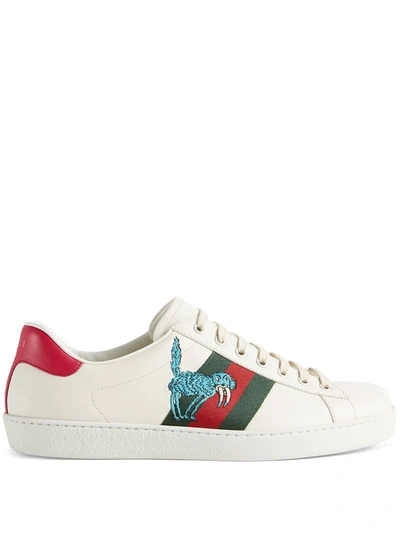Shop Gucci X Freya Hartas Ace Low-top Sneakers In White