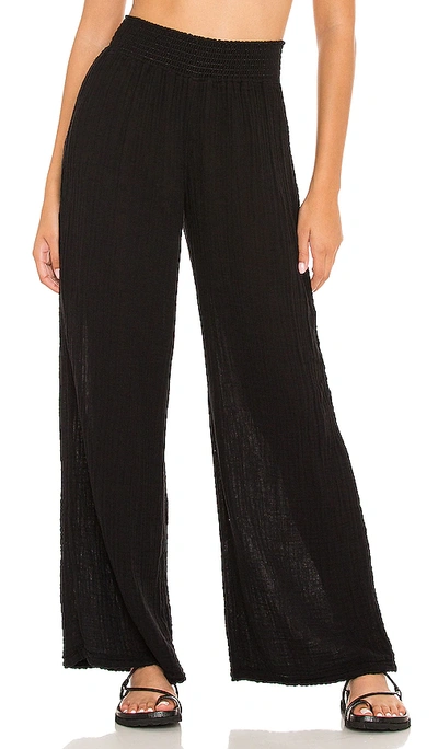 Shop Michael Stars Smocked Wide Leg Pant In Black