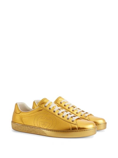 Gucci Ace Metallic Low-top Sneakers In Gold | ModeSens