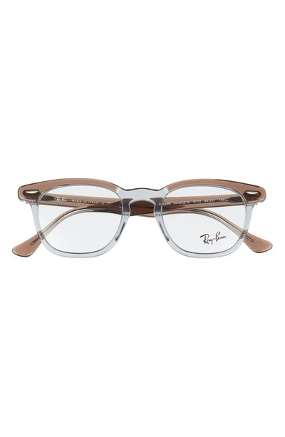 Ray Ban 48mm Small Blue Light Blocking Glasses In Brown Grey/ Clear |  ModeSens