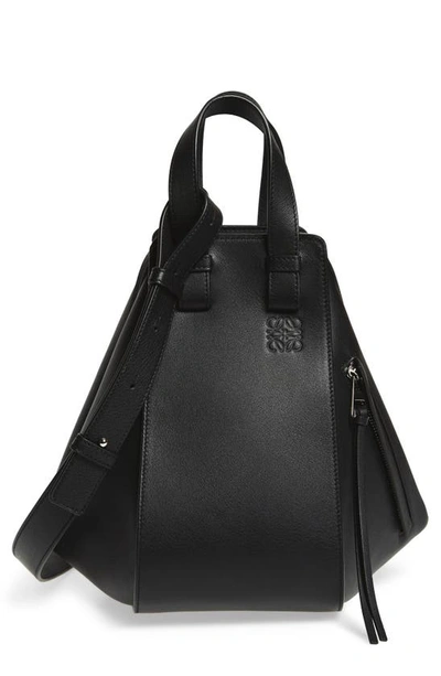 Shop Loewe Small Hammock Leather Hobo Bag In Black