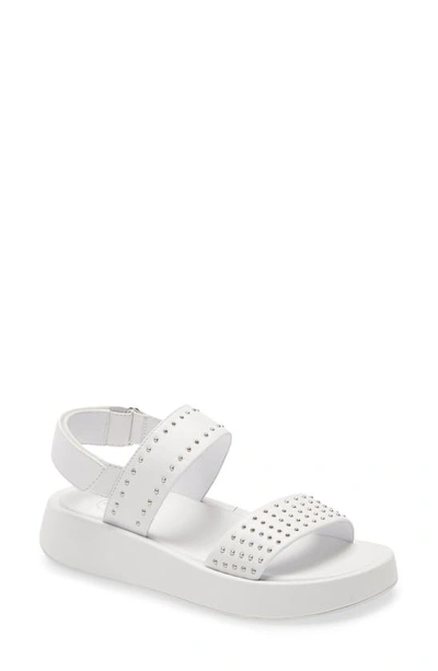 Shop Ash Vivi Studded Platform Sandal In White Leather