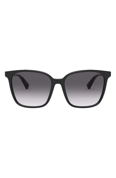 Shop Valentino Rockstud 57mm Gradient Square Sunglasses In Black/ Black Gradient