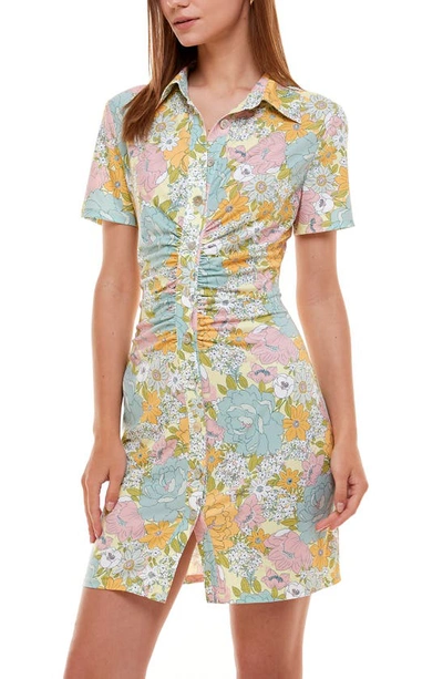 Wayf Jennifer Ruched Shirtdress In Vintage Floral | ModeSens