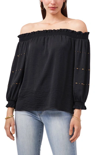 Shop Vince Camuto Off The Shoulder Ruffle Blouse In Rich Black