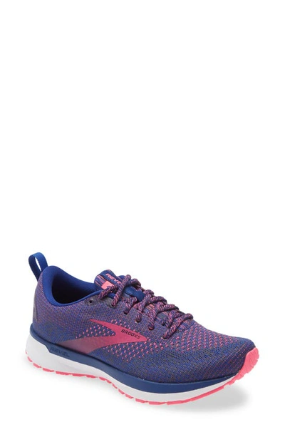 Shop Brooks Revel 4 Hybrid Running Shoe In Blue/ Ebony/ Pink