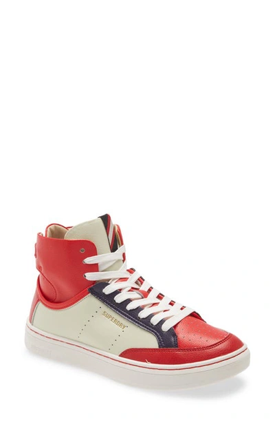 Shop Superdry Basket High Top Sneaker In Navy/ Red/ White