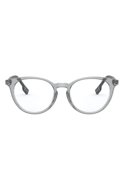 Shop Burberry 51mm Round Optical Glasses In Transparent Grey