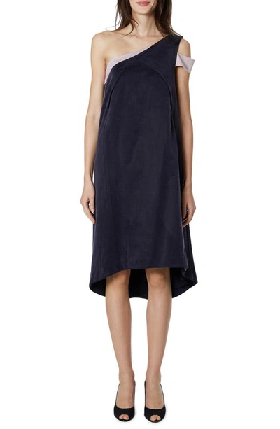 Shop Emilia George Karolina One-shoulder Maternity/nursing Dress In Prato Blue