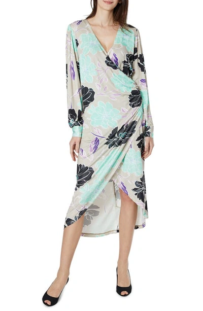 Shop Emilia George Selina Long Sleeve Maternity/nursing Dress In Grey Bloom Print