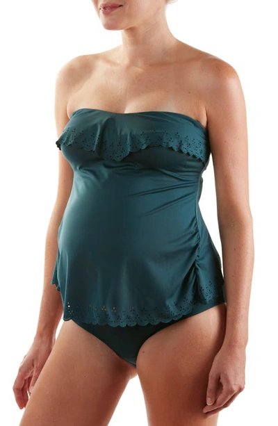 Shop Cache Coeur Bloom Tankini Maternity Swimsuit In Emerald