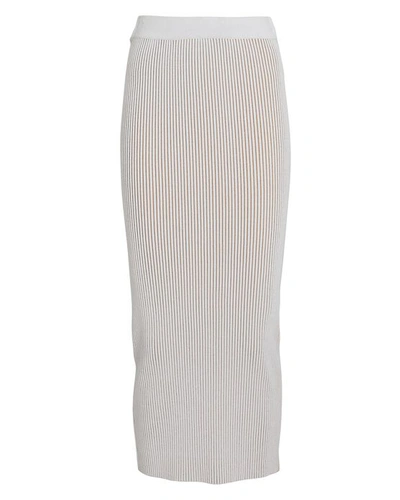 Shop Anine Bing Julian Rib Knit Midi Skirt In Ivory