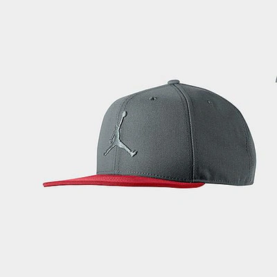 Shop Nike Jordan Pro Jumpman Snapback Hat In Flint Grey/gym Red/black/flint Grey