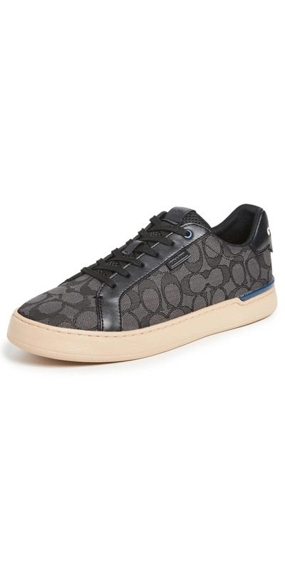 Shop Coach Lowline Signature Jacquard Low Top Sneakers In Charcoal